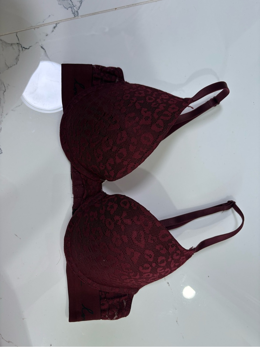 PINK Victoria's Secret Lace Contour Bra - Burgundy Wine